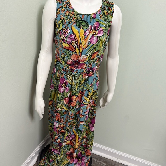 Talbots Hawaiian Tropical Floral Sleeveless Maxi Dress Size 6 - Picture 1 of 9